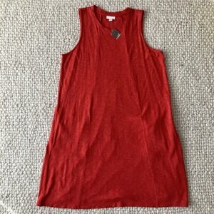 NWT J. Jill Sleeveless Modal Blend Midi Dress Pockets Red Large Minimalist